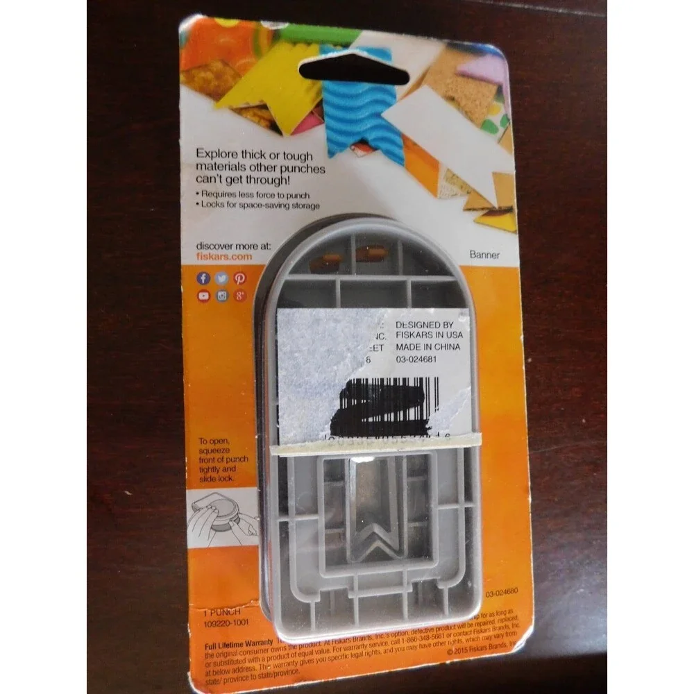 Fiskars 109220 1001 1 Inch Thick Material Tag Punch Banner Scrapbook Craft